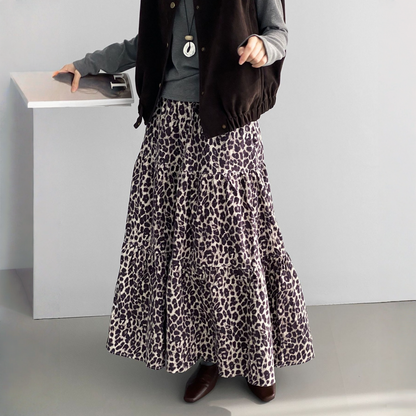 【ボトムス】春 秋 冬 レトロ プリント ヒョウ柄 韓国風 スカート 【SNシリーズ】