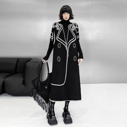 【ワンピース】 半ハイネック 長袖 ニットワンピース レディース 秋冬 ゆったり ロング丈【AHシリーズ】