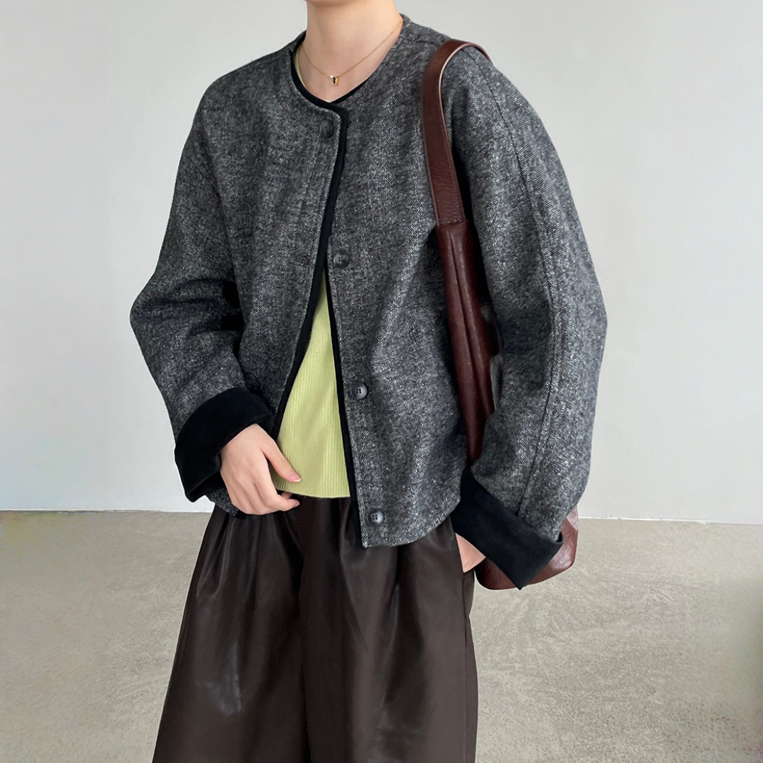 【アウター】春 秋 冬 クルーネック 切替 ジャケット 【JZシリーズ】