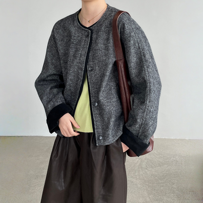 【アウター】春 秋 冬 クルーネック 切替 ジャケット 【JZシリーズ】