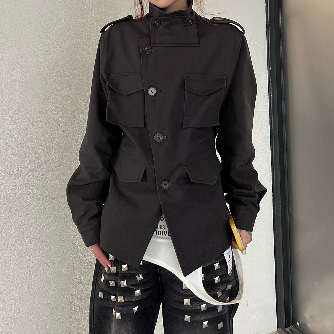 【アウター】高級感 ハイネック レディース クールストリート 多ポケット ジャケット【FCシリーズ】【15～20日内発送】