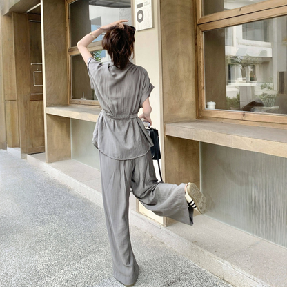 【セットアップ】クールでスタイリッシュ トップス + ワイドパンツ 2点上下セット 【JZシリーズ】
