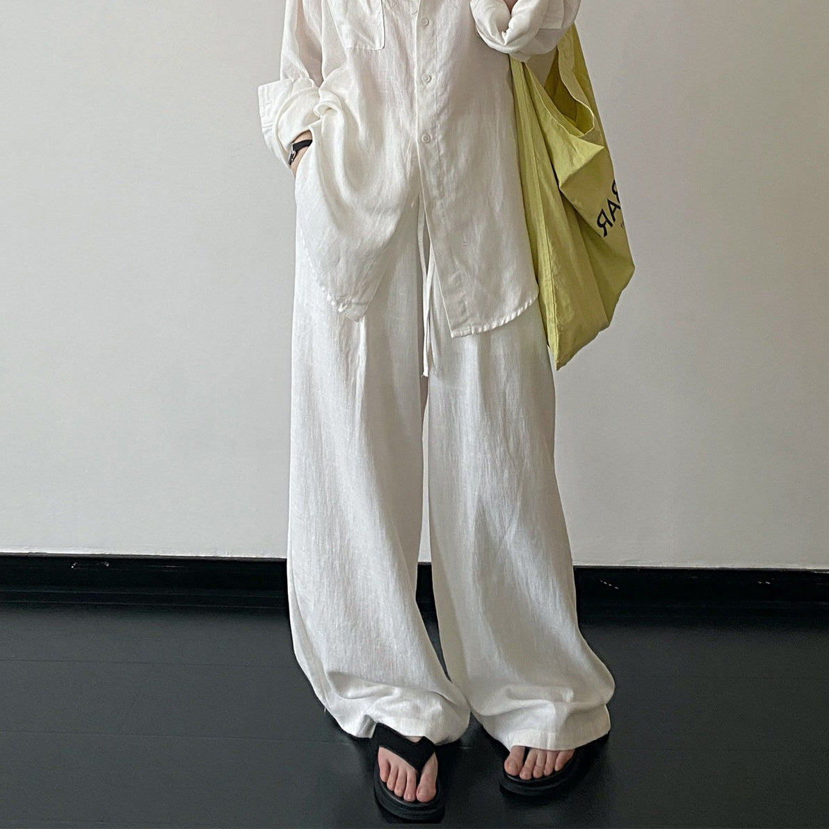 【セットアップ】【単品注文】リネンシャツ + パンツ 上下セット 春夏 ゆったり ルーズフィット レトロ カジュアル きれいめ リラックスコーデ【FCシリーズ】