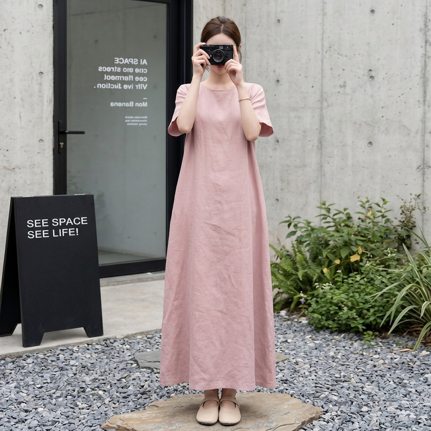 【ワンピース】ロングTシャツワンピース レディース 夏新作 半袖 無地 体型カバー リラックスシルエット ミモレ丈【JZシリーズ】