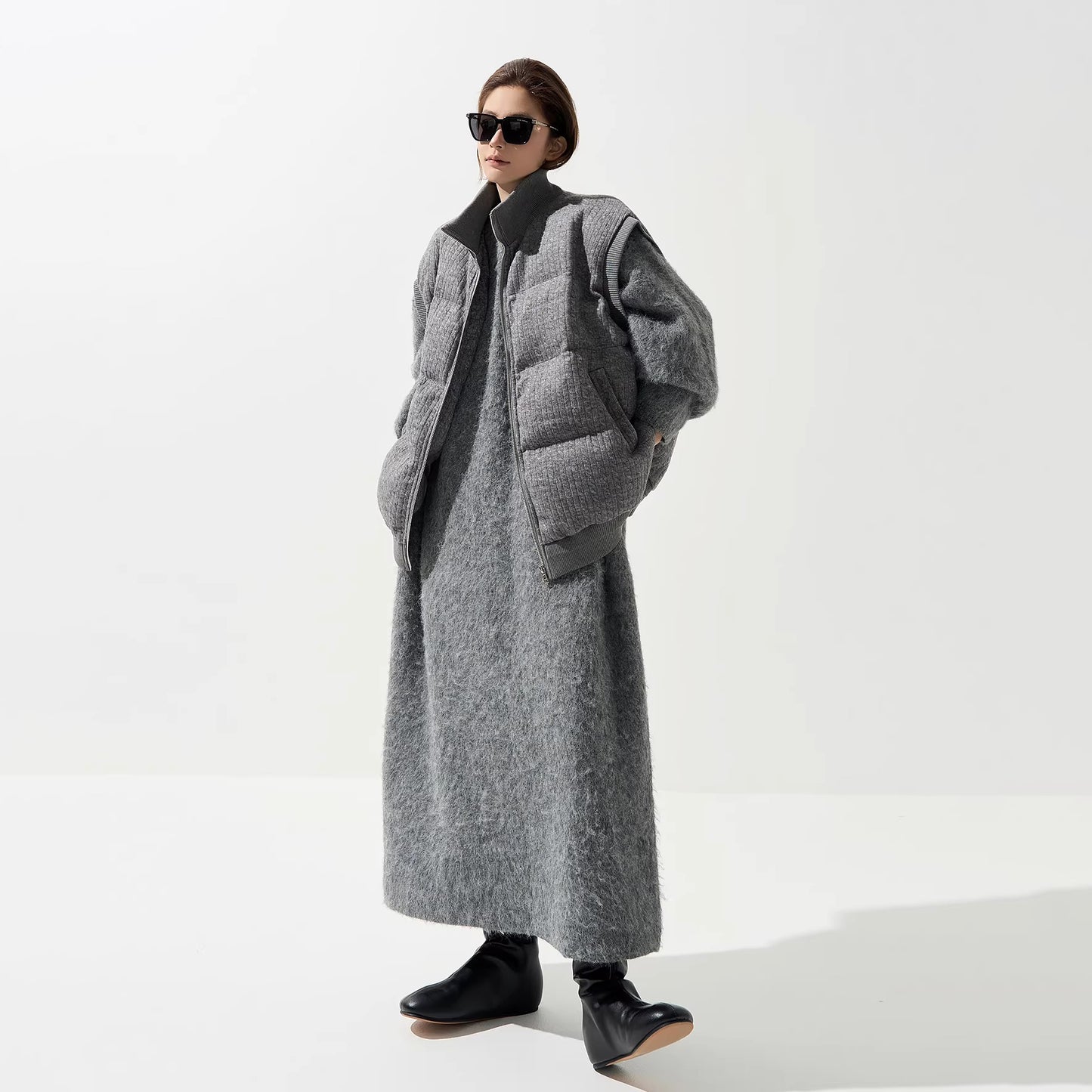 1/30~2/1⭐️期間限定60%OFF ！【ワンピース】ウール クルーネック ニット長袖ワンピース レディース 秋 韓国風 上品 ゆったり ルーズ ロング丈【JZシリーズ】