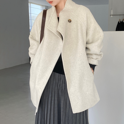 4色展開【アウター】ウール100% 小柄向け 定番 両面ウールコート ミドル丈 高級感【JZシリーズ】