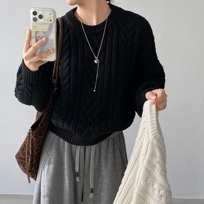 【トップス】レトロ感 厚手 プルオーバーニット 秋冬 ゆったり レディース セーター【JZシリーズ】