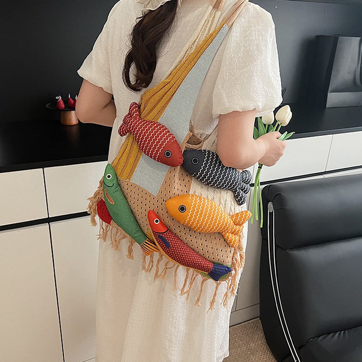 【バッグ】レディース トートバッグ ニット素材 大容量 通勤 肩掛け おしゃれ カジュアル【SHシリーズ】