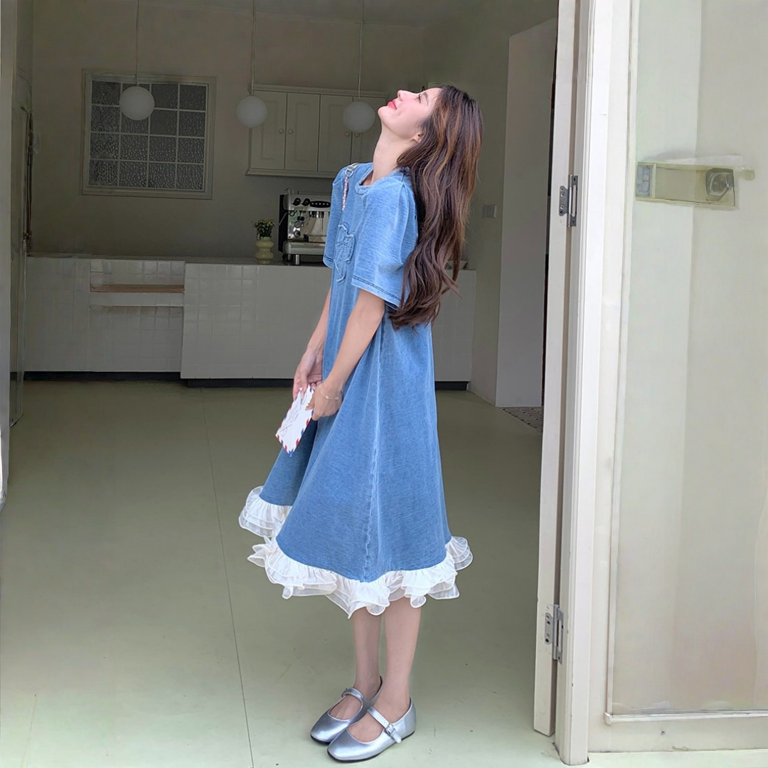 【ワンピース】若見え ドーパミン 半袖 デニムワンピース 【JZシリーズ】