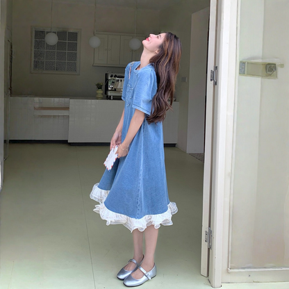【ワンピース】若見え ドーパミン 半袖 デニムワンピース 【JZシリーズ】