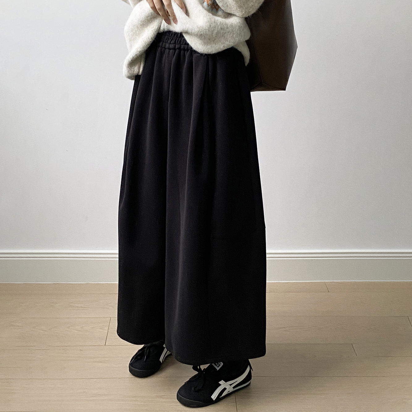 【ボトムス】✨ソフト＆着瘦せ♡韓国風ゴムウエストワイドパンツ 秋冬 レディース 九分丈【JZシリーズ】