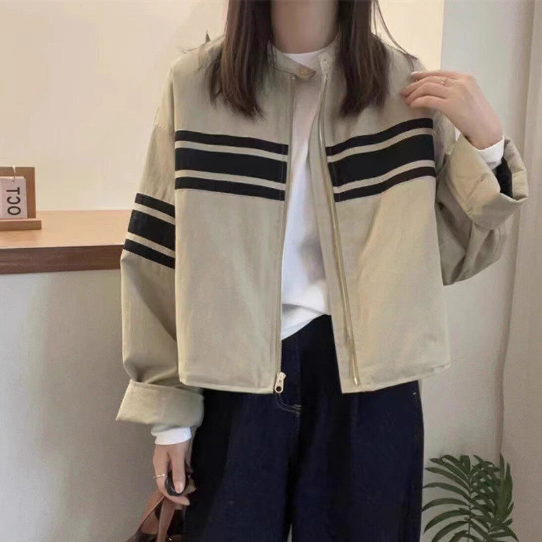 【アウター】スタジャン風 ショート丈 カジュアルブルゾン ゆったり 爆売れジャケット レディース【FCシリーズ】