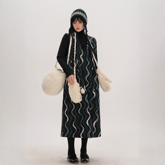 【ワンピース】ウェーブ柄 春 秋 冬 ノースリーブ ワンピース 【JZシリーズ】