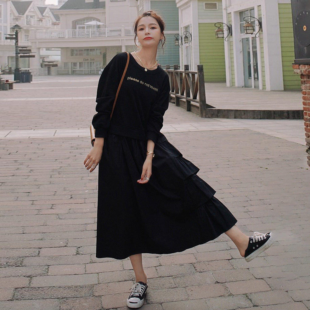 【ワンピース】個性派 かわいい ピンクスウェットワンピース レディース 春秋 ドーパミン風 ゆったり 長袖ワンピース【JZシリーズ】