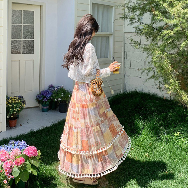 2点セット！【セットアップ】ヴィンテージエレガンス リゾート風 カーディガン＋ノースリーブワンピース セット【SHシリーズ】