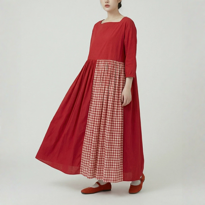 【ワンピース】切り替え 切り替え レトロ フレア 長袖 ワンピース 【JZシリーズ】