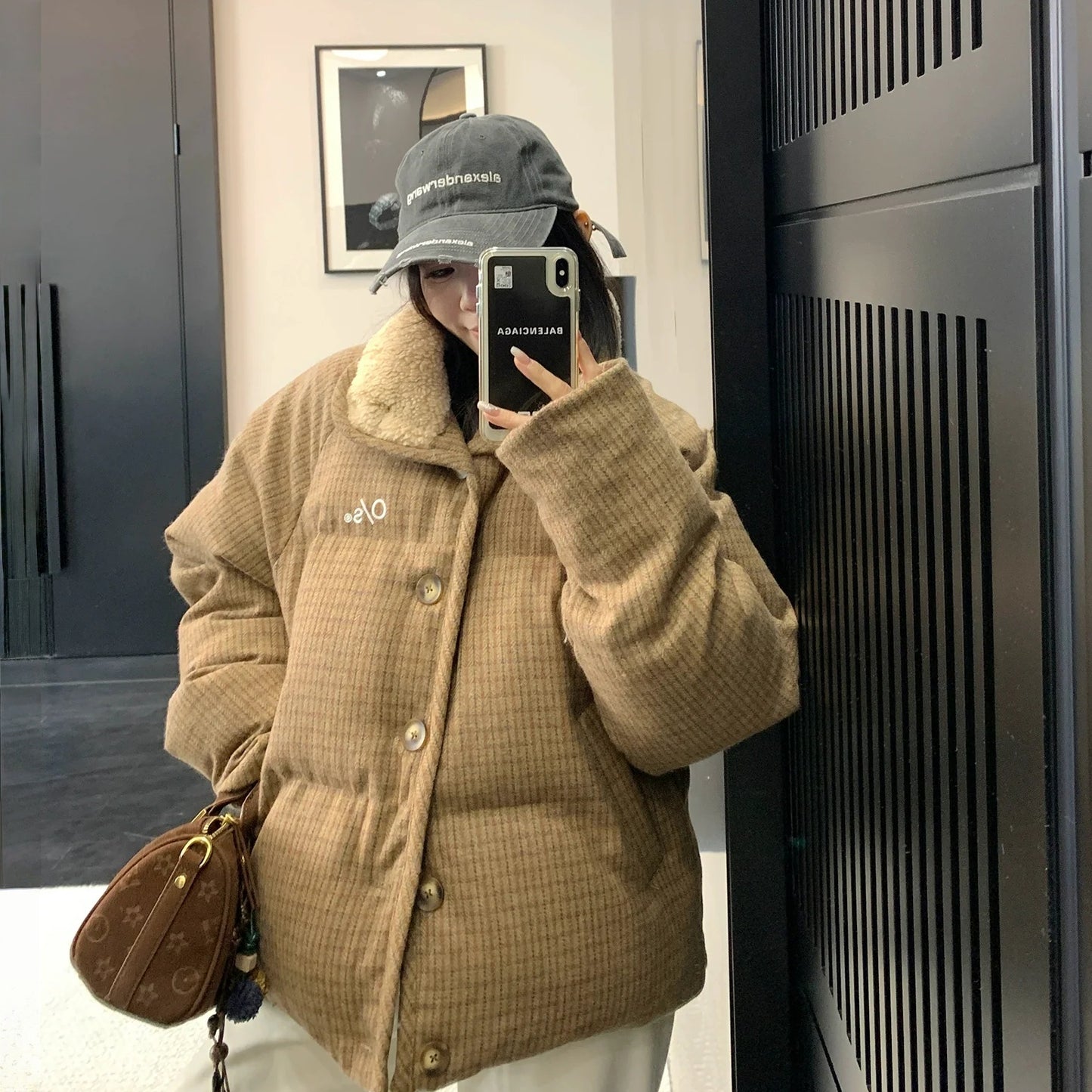 【アウター】チェック柄 厚手 春 秋 冬  綿入れコート 【FCシリーズ】