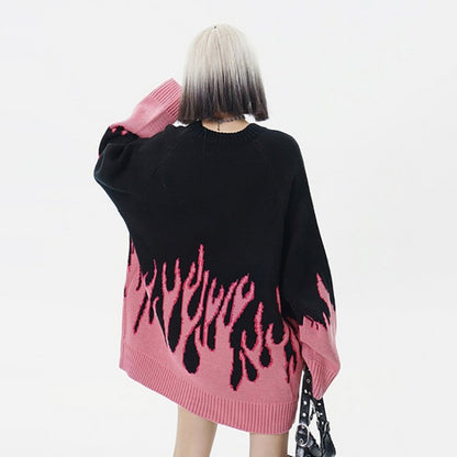 【トップス】デザイン感 クレイジーカラー ニットセーター 男女兼用 グラデーション インスタ風 欧米ストリート オーバーサイズ【FCシリーズ】