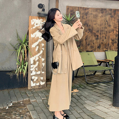 2点セット！【セットアップ】大人女性向け ジャケット＋ノースリーブワンピース セットアップ レディース 春秋 トレンド 高級感 おしゃれ映え【JZシリーズ】