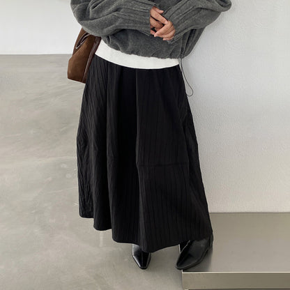 4カラー【ボトムス】ハイウエスト＆バルーンシルエット⭐️あったか中長スカート レディース 春秋冬 花苞デザイン【JZシリーズ】
