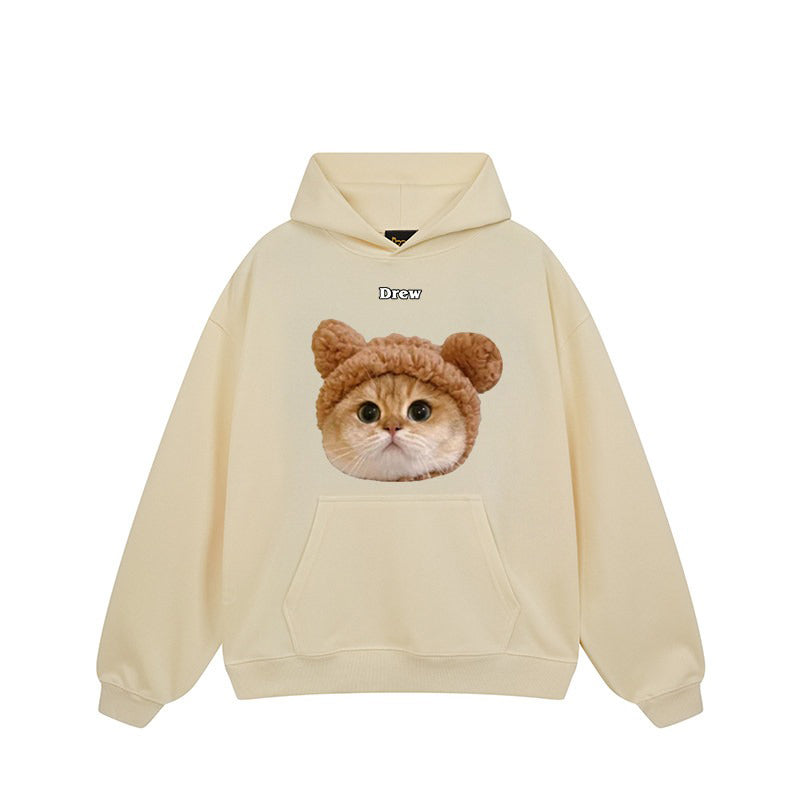 【トップス】🐱アメリカンストリート猫プリントクルーネックスウェット ユニセックス コットン オーバーサイズ 秋冬コーデ【FCシリーズ】