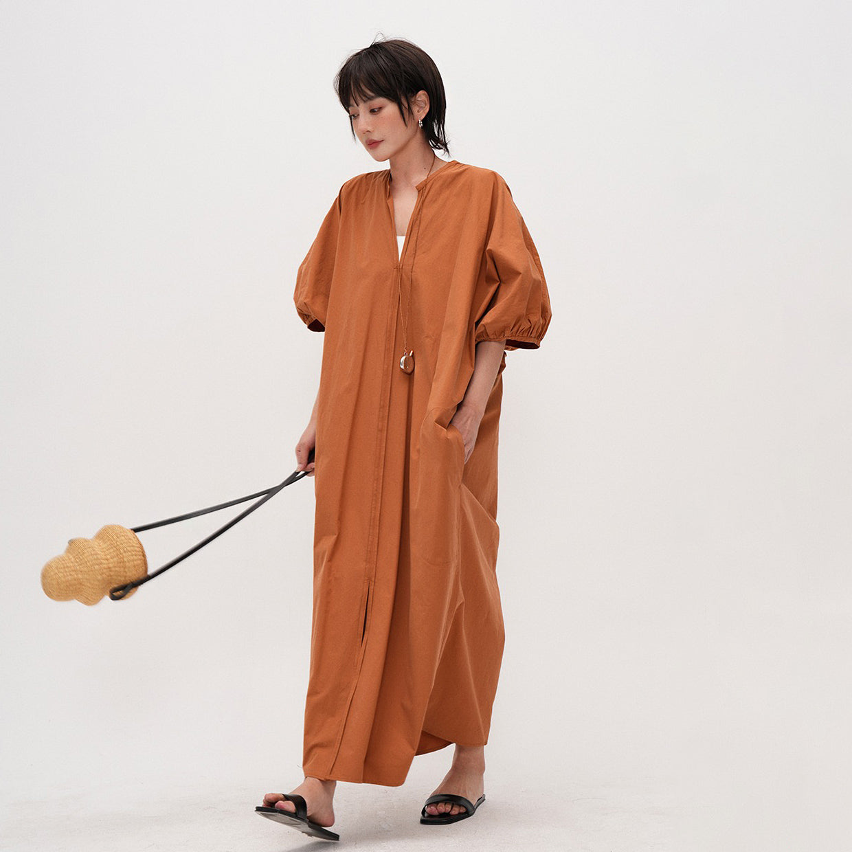 【ワンピース】夏 デザイン感溢れる プルオーバー ゆったりシルエット バカンス風半袖ワンピース【JZシリーズ】