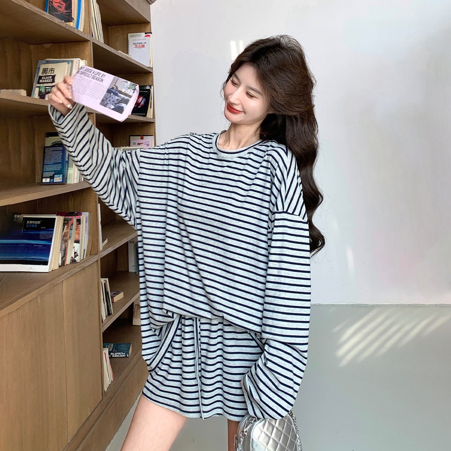 2点セット！【セットアップ】着回し最強すぎる✨ ストライプトップス×ショートパンツ 上下セット 夏コーデ ラクなのにおしゃれ見え【JZシリーズ】