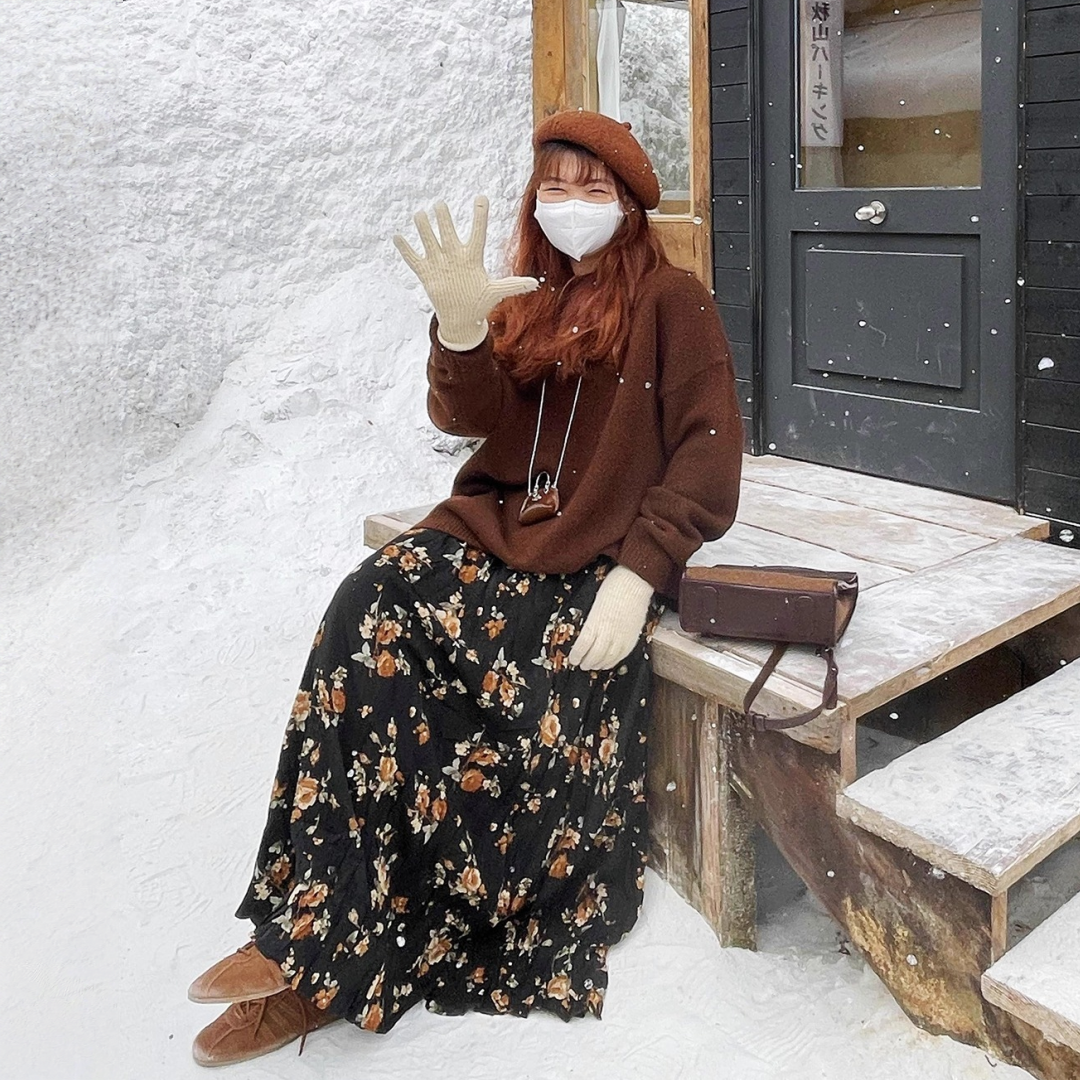 【ワンピース】春 秋 冬 厚手 花柄 レトロ 大振裾 スカート 【SHシリーズ】