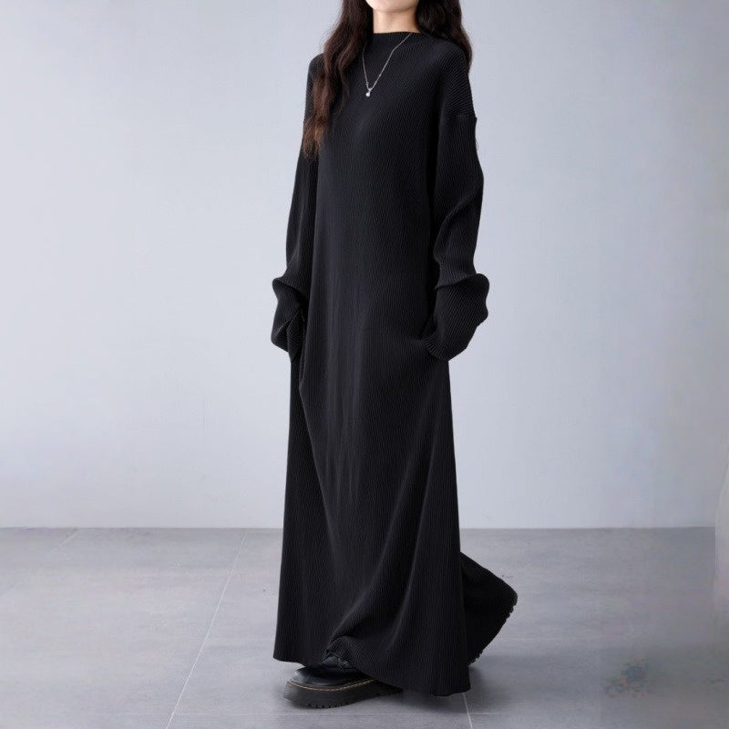 【ワンピース】春 秋 冬 ダーク ルーズ ドレープ感 長袖 ワンピース 【JZシリーズ】