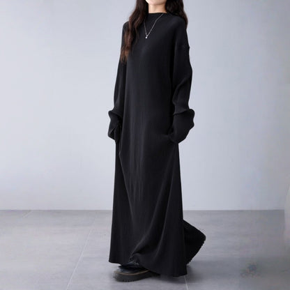 【ワンピース】春 秋 冬 ダーク ルーズ ドレープ感 長袖 ワンピース 【JZシリーズ】