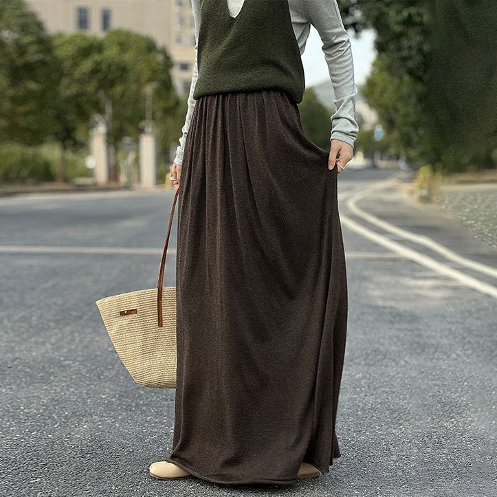 【ボトムス】ハイセンス ニットスカート レディース ウエストゴム 細見えムード感ロングスカート【JZシリーズ】