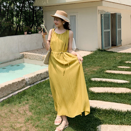 【ワンピース】夏 フレンチエレガンス  ビーチドレス ノースリーブワンピース