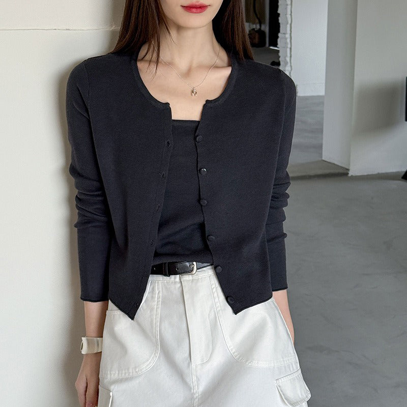 【トップス】キャミソール カーディガン 2点セット レディース 春新作 フィット ニット アンサンブル シンプル【JZシリーズ】