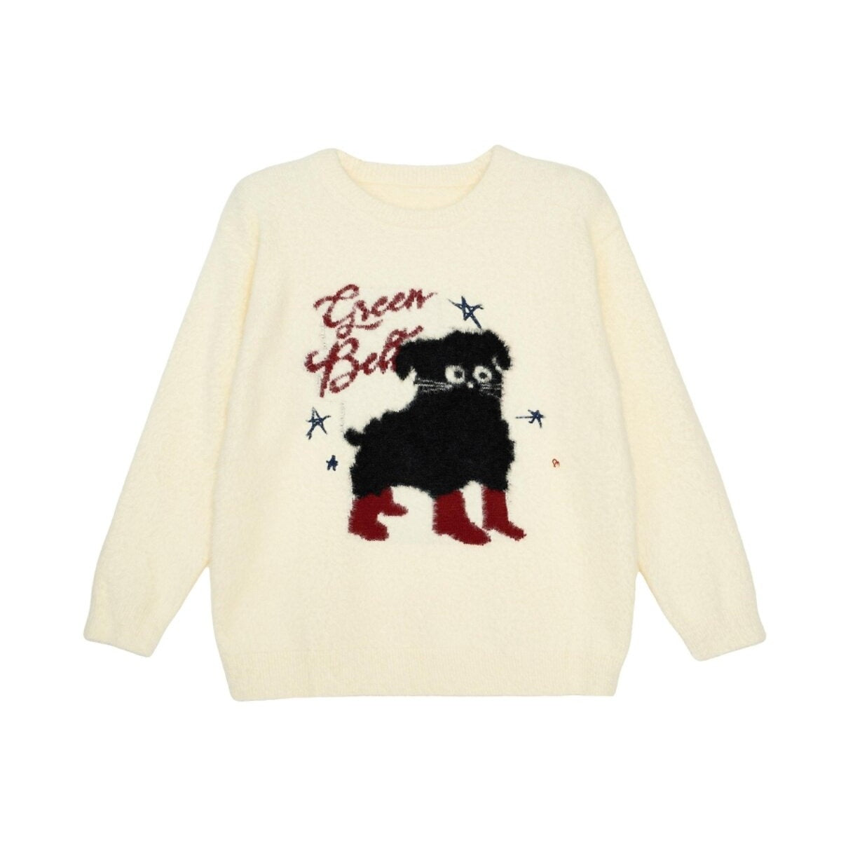 【トップス】犬柄 ミンクタッチ クルーネック 厚手 ニット セーター 【FCシリーズ】