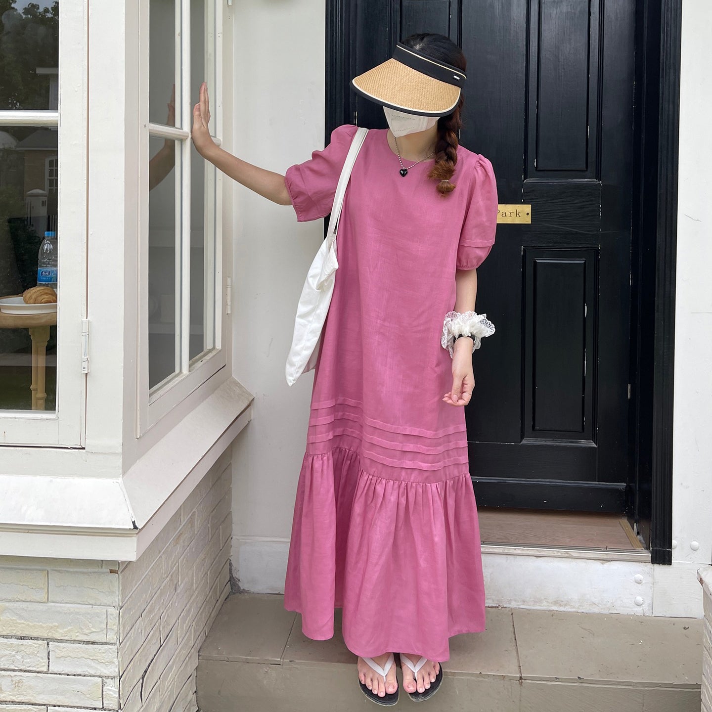 【ワンピース】リネン 夏 リネンライク 半袖ロングワンピース ゆったりシルエットで体型カバー＆涼やか美人見え✨【JZシリーズ】