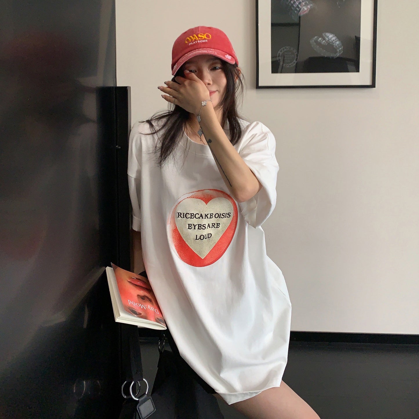 【トップス】ヴィンテージ風 刺繍 コットン半袖Tシャツ レディース リラックス カジュアル ストリート系【FCシリーズ】
