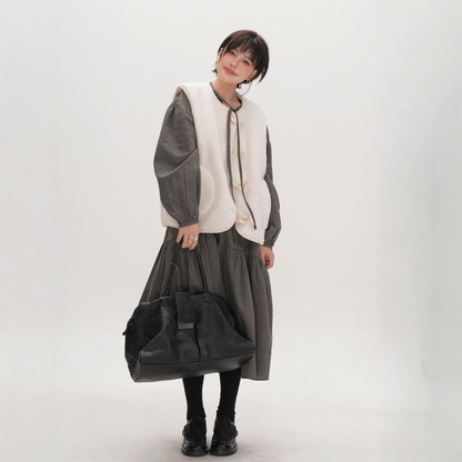 【ワンピース】春 秋 冬 チェック柄 長袖 細見え ロングワンピース 【JZシリーズ】