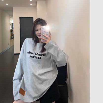 【トップス】フロッキープリント アルファベット コットン100％ 長袖 Ｔシャツ  【FCシリーズ】