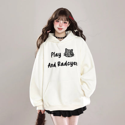 【トップス】猫耳 フード付き スウェット レディース 秋冬 裏起毛 ゆったり かわいい パーカー【FCシリーズ】