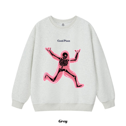 6カラー | M~3XL【トップス】ランニングスカル プリント クルーネックスウェット オーバーサイズ アメリカン ハイストリート ユニセックス 春秋 パーカー【FCシリーズ】