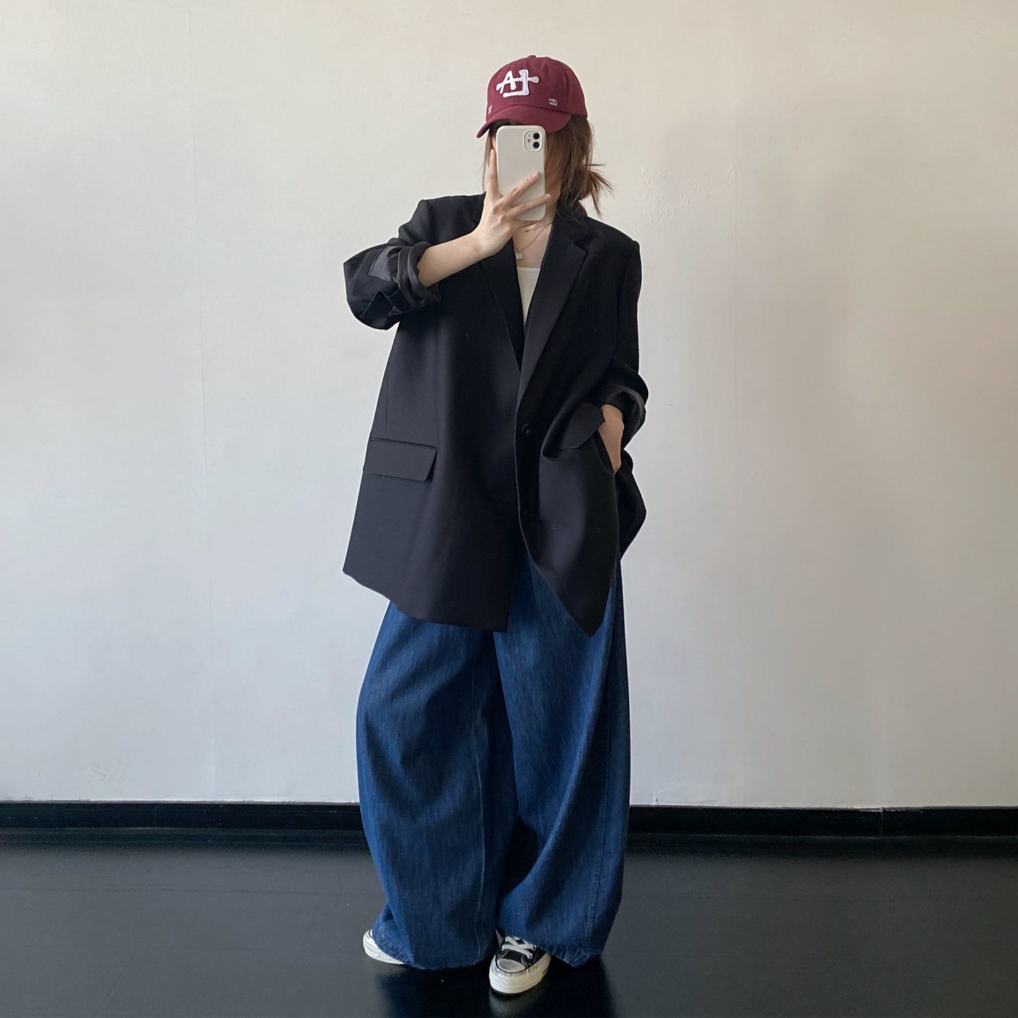 【ボトムス】カーブデニム レディース ウエストゴム 紐付き ワイドパンツ 体型カバー オールシーズン【FCシリーズ】