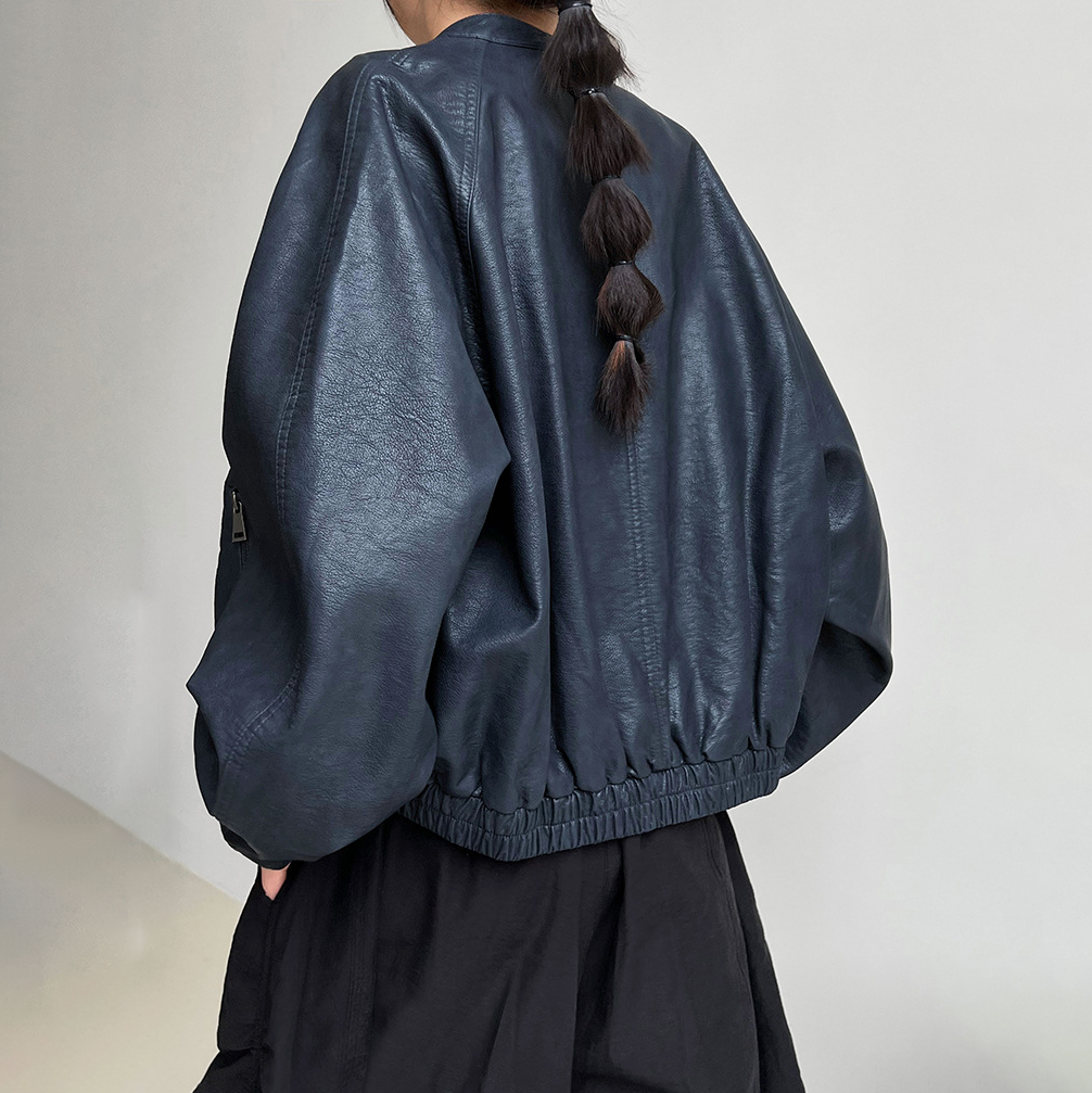 【アウター】韓系ハイエンド感 バイカージャケット レディース 秋新作 ゆったりショート丈 PUレザージャケット【SNシリーズ】