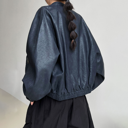 【アウター】韓系ハイエンド感 バイカージャケット レディース 秋新作 ゆったりショート丈 PUレザージャケット【SNシリーズ】