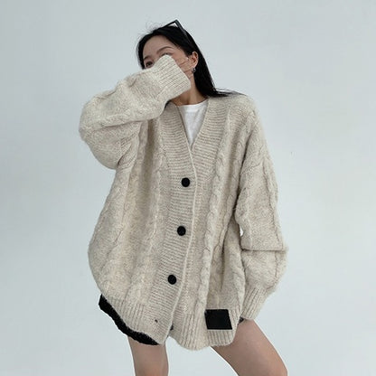 【アウター】春 秋 冬 厚手 Vネック ゆったり カーディガン ジャケット 【FCシリーズ】
