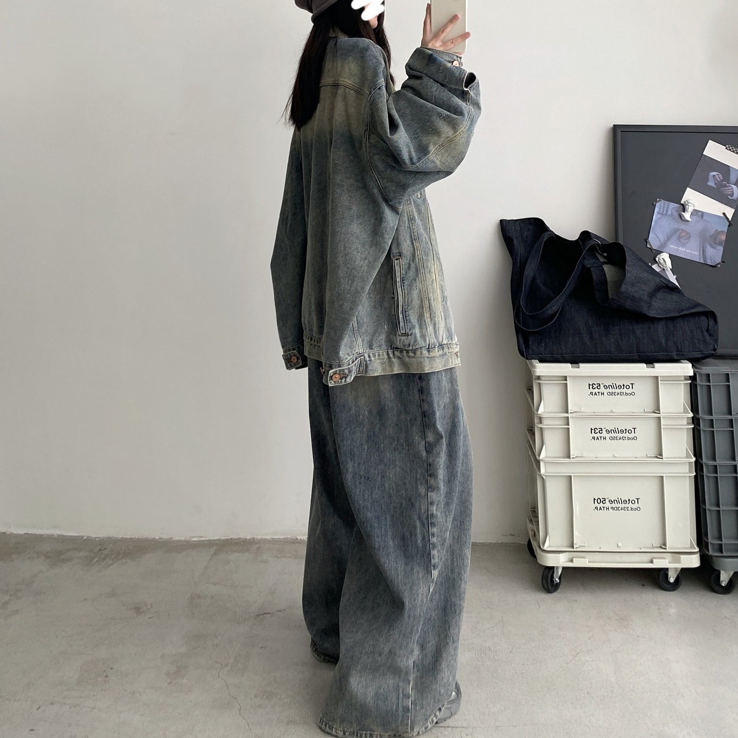 【単品注文】【セットアップ】春 秋 夏 ヴィンテージ風 オーバーサイズ ジャケット＋パンツ 2点上下セット【FCシリーズ】