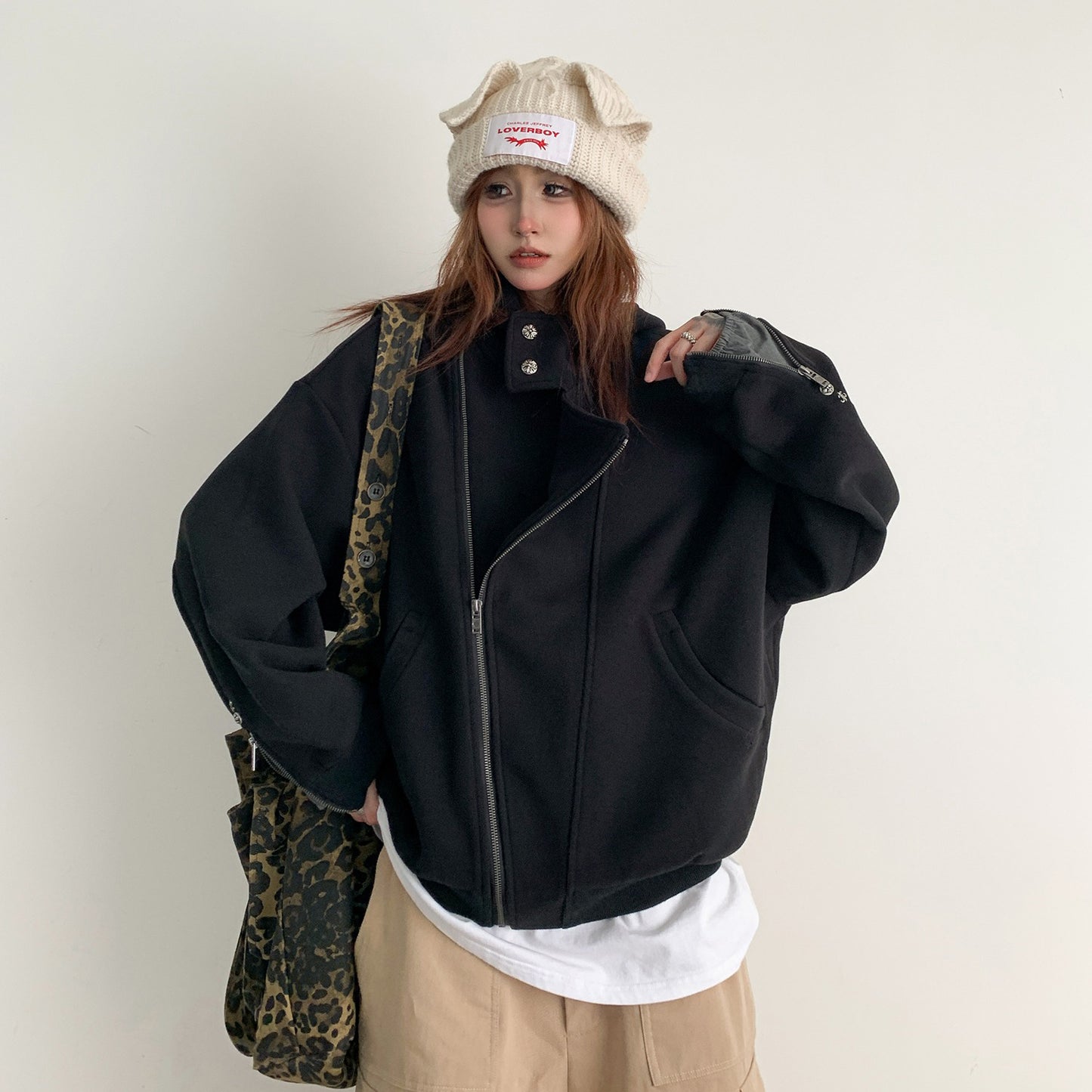 【アウター】アメリカンヴィンテージ ユニーク カジュアル ゆったり フード付き ジップアップスウェット レディースジャケット【FCシリーズ】【15～20日内発送】