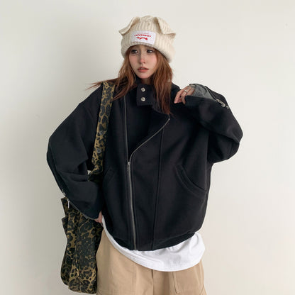 【アウター】アメリカンヴィンテージ ユニーク カジュアル ゆったり フード付き ジップアップスウェット レディースジャケット【FCシリーズ】【15～20日内発送】