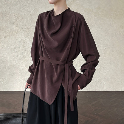 【トップス】秋新作 韓国風デザインブラウス｜上品シルエットの個性派トップス【SNシリーズ】