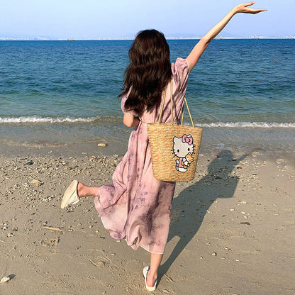 【ワンピース】フレンチ風 夏 優しい ラフなリゾート風 半袖ワンピース【SHシリーズ】