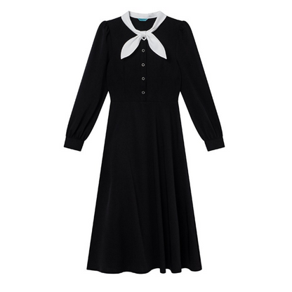 【ワンピース】春 秋 冬 リボンタイ ベロア ロング丈 長袖 ワンピース 【JZシリーズ】